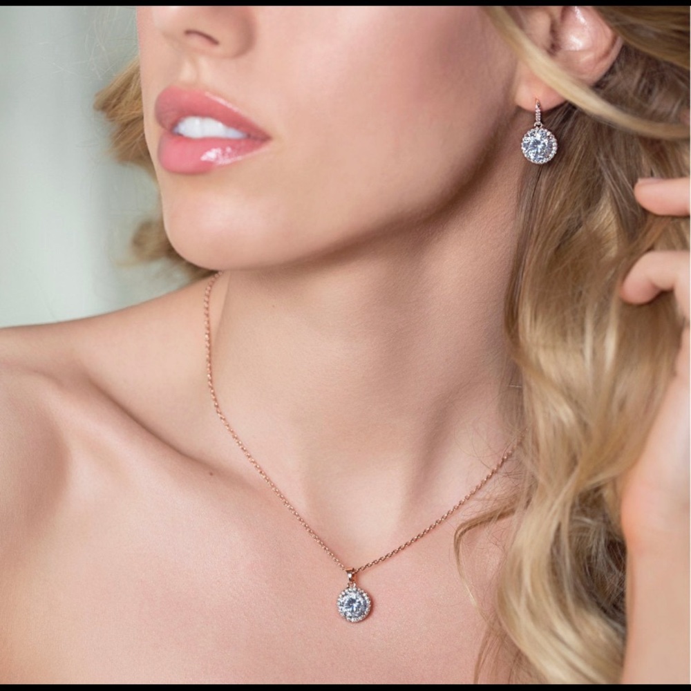 Rose Gold Jewelry Set - Earring and Necklace